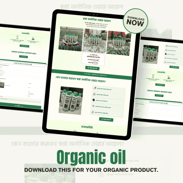 organic oil landing page design